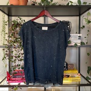 Sol Angeles speckled navy tshirt - capped sleeves
